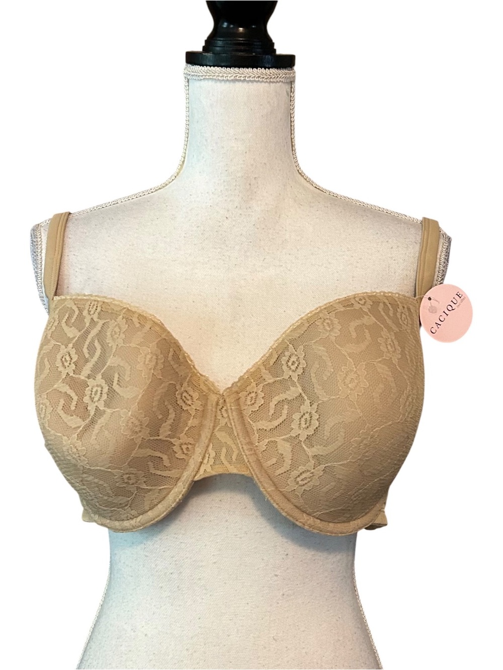 NWT Cacique Lightly Lined Lace T-shirt Bra Women’s SZ 44C in Nude